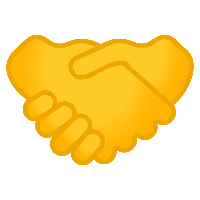 Handshake emoji representing trust, partnership, and customer support.