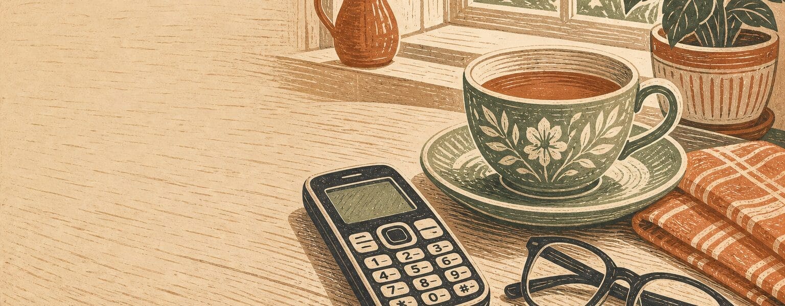 mobile phones for elderly relatives resting on a table, illustrating a buying guide