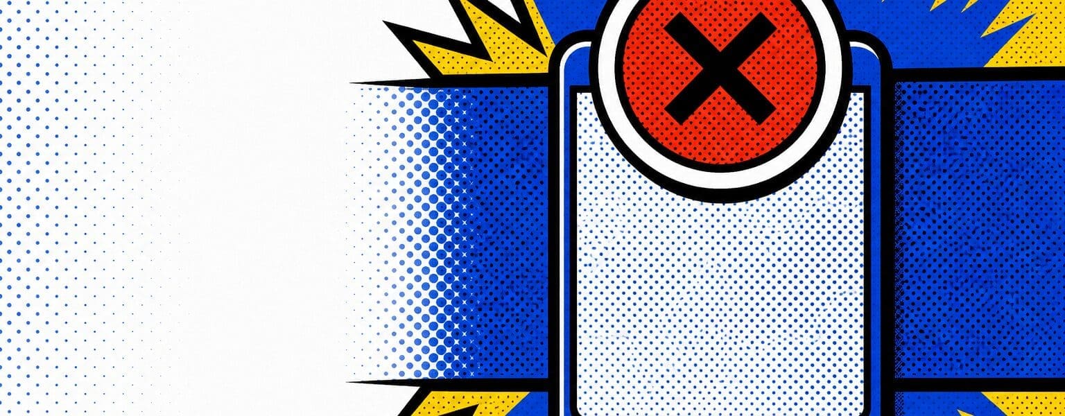 Pop-art style illustration of a smartphone with a red status circle, representing a bad credit mobile contract application