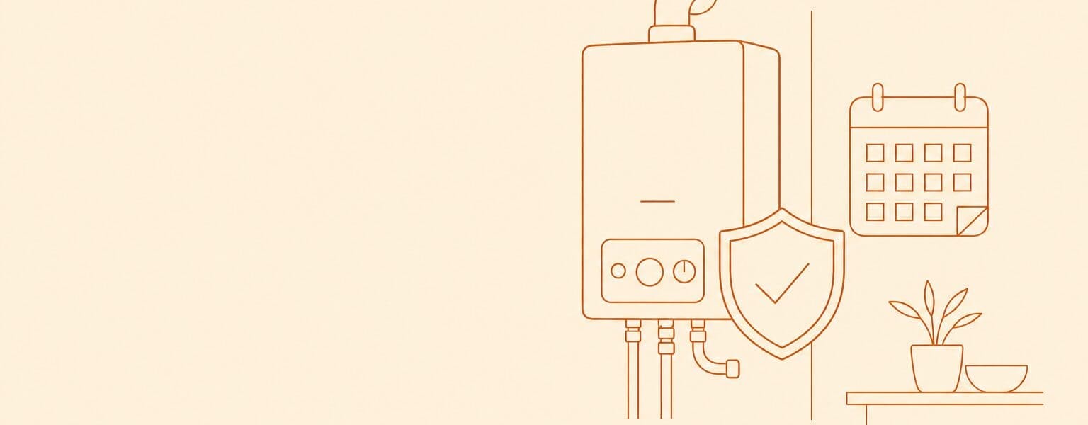 Illustration of a home boiler with a protective shield, representing whether boiler cover is worth it