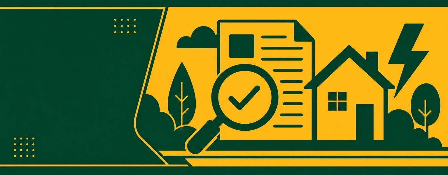 Illustration of a document being checked with a magnifying glass, representing an energy credit check when switching supplier
