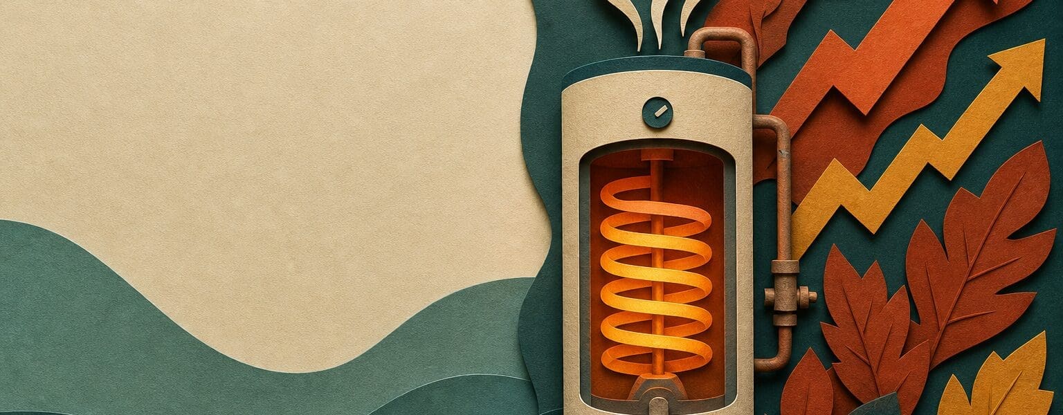 Illustration symbolising immersion heater cost for UK home hot water
