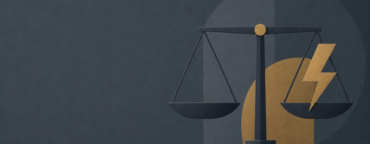 Abstract illustration of scales and a power symbol representing Ofgem's new powers over energy suppliers