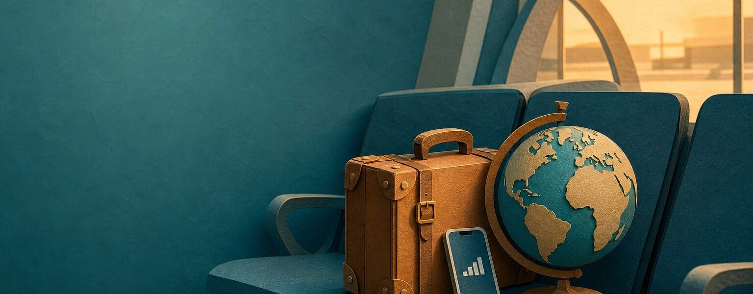 Suitcase and phone illustrating the cost of roaming outside Europe